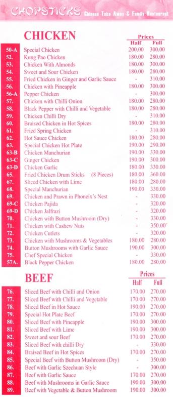 chopstix chinese menu