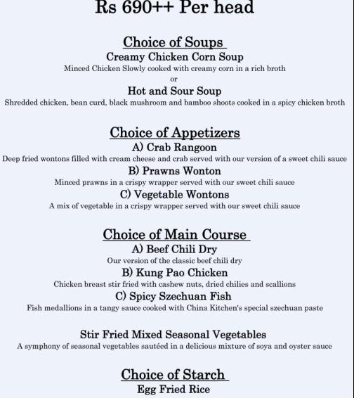China Kitchen Restaurant Number Karachi Menu Deals Location Offers 2016